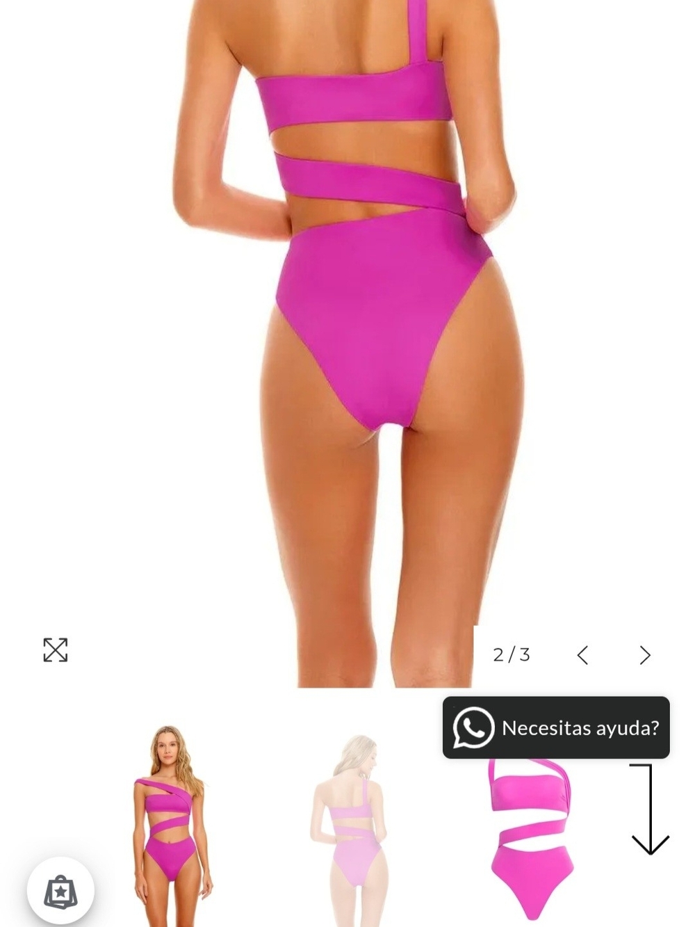 Agua Bendita Hot Pink One-Shoulder Cutout Swim Bodysuit